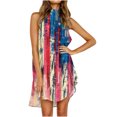 thumbnail image 2 of Día de la Independencia Moda para mujer Sin mangas Impreso Cuello redondo Suelto Vestido irregular para mujer Pompotops ghjkhdj2813, 2 of 5
