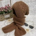 thumbnail image 4 of Scarf for Women Winter Clothing for Women Solid Integrated Ear Windproof Hat Scarf Hooded Scarf Winter 2 In 1 Scarf Knitted Hat, 4 of 6