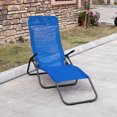 thumbnail image 2 of Outsunny Foldable Patio Lounge Chair, Outdoor Beach Lounger with Breathable Mesh Fabric, Zero Gravity Chair with Reclining, Footrests, and Armrests, for Garden, Pool, Blue, 2 of 9