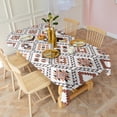 thumbnail image 5 of Brown Geometric Diamond Pattern Rectangle Tablecloth 60"x102",Waterproof Polyester Rectangle Table Cloth, Wipeable Spillproof Polyester Tablecloth for Dining, Camping, Indoor and Outdoor, 5 of 6