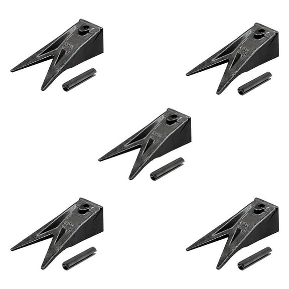 5 Pack Viking’s Hensley-Style X156WT-CT Twin Tiger Bucket Tooth w/ 156LPN Flexpins Compatible with 156 Series Teeth and Adapters for Skid Steer and Mini Excavators, Loaders, Backhoes