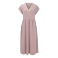thumbnail image 4 of Dresses for Women, Women Casual Loose Boho Dress with Pockets Short Sleeve Long Maxi Summer Beach Swing Dresses Sundress, 4 of 9