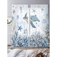thumbnail image 4 of Marine Life Sheer Curtains 108 Inch Long 2 Panels, Blue Ocean Turtle Coral Starfish Seashell Coastal Light Filtering Rod Pocket Curtains, Sheer Voile Drapes for Living Room Bedroom, 52"x108", 4 of 8