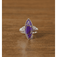 thumbnail image 3 of Sechi Chunky Purple Copper Turquoise Ring for Women, Solid 925 Sterling Silver, Marquise Statement Ring (7.5), 3 of 6