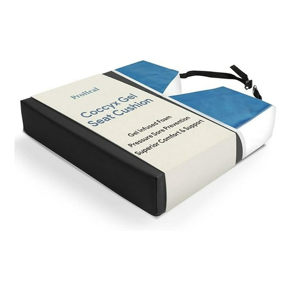 Gel Coccyx Wheelchair Seat Cushion - Tailbone Pressure and - Gel Infused High Density and Resilient Foam with Coccyx Cut Out - 24" x 20" - 3” Medium Profile - 1 Year Warranty