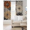 thumbnail image 2 of Burnt Orange Grey Black Flower Kitchen Curtains Spring Floral Botanical Cafe Short Curtains for Bathroom Blackout Window Curtain Small Window Treatment Drapes for Bedroom Living Room 52"x45"x2, 2 of 9