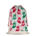thumbnail image 3 of Christmas Bags Drawstring,Christmas Stocking Pattern Large Xmas Christmas Gift Bags,Reusable for Xmas and New Year Party Favors and Supplies,27.6" X 19.7", 3 of 6