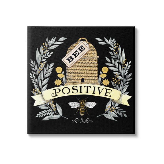 Bee Positive Vintage Hive Animals & Insects Graphic Art Gallery Wrapped Canvas Print Wall Art