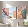 thumbnail image 3 of Coastal Summer Surf Canvas Wall Art Preppy Aesthetic Tropical Beach Painting Picture Wall Decor Palm Trees Surfboard Waves Poster Print Artwork for Bathroom Bedroom Living Room Home Decoration, 3 of 6