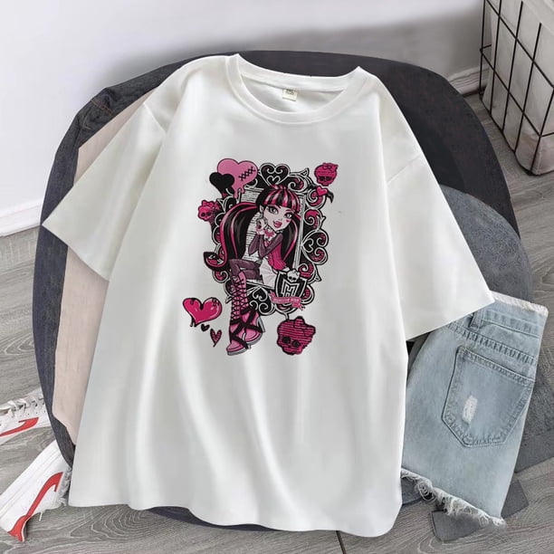 Camiseta Mujer Manga Corta Con Estampado NiñA Dibujos Animados Estilo GóTicopangjing