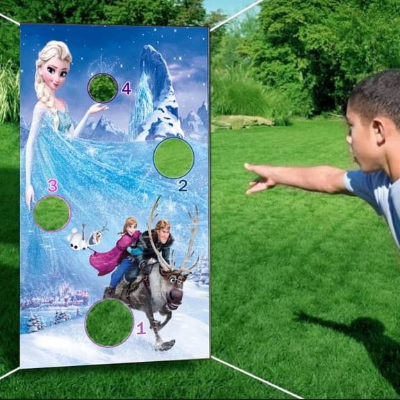 Princess Party Supplies Tossing Game,The Snow Queen Party Game Hanging Banner Outdoor Tossing Game for Boys and Girls Party Event Decoration Gifts