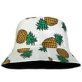 thumbnail image 4 of Women Reversible Bucket Hat Summer Travel Lightweight Foldable Beach Outdoor Hat - White Pineapple, 4 of 5