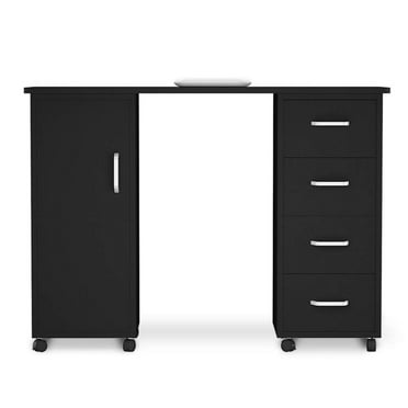 Zimtown Manicure Nail Table Double Sided Desktop Spa Beauty Salon Equipment Black