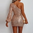 thumbnail image 7 of New Years Eve Dresses For Women One Shoulder Sleeveless Mini Length Side Split Sequin Party Dress, 7 of 7