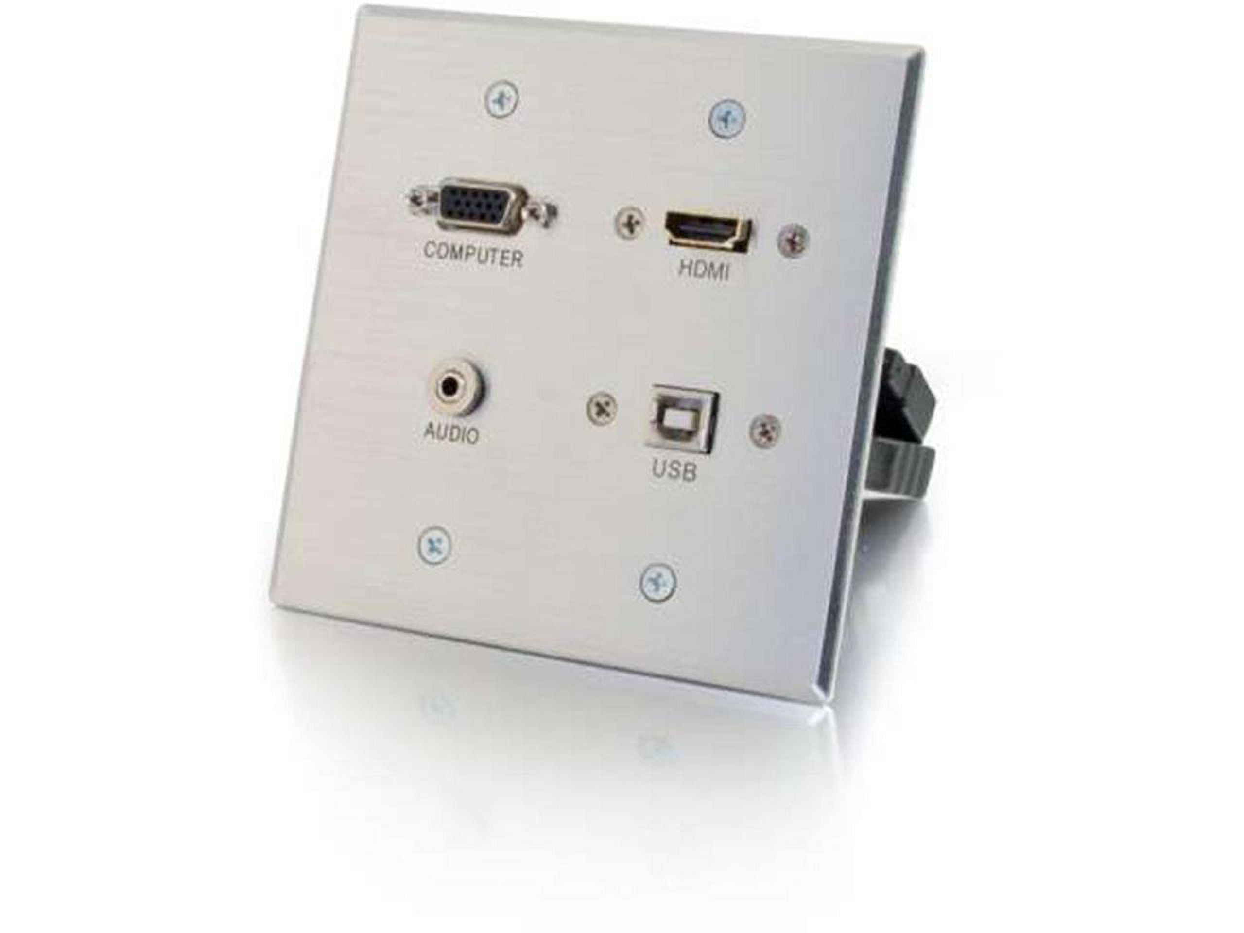 C2G HDMI VGA 3.5mm and USB Pass Through Double Gang Wall Plate - Aluminum - mounting plate