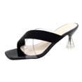 thumbnail image 1 of High Heeled Sandals Women's Transparent Square Head Slippers Large Black, 1 of 5