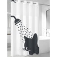 thumbnail image 2 of No Hook Shower Curtain with Snap-in Liner, Cats Showering Waterproof Fabric Bathroom Curtains, Modern Abstract Art Funny Animals Bath Curtains & Mesh Top Window 54"x78", 2 of 9