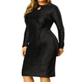 thumbnail image 1 of Vestido Midi Con PurpuriDe FiesCóctel TalExtBodycon LentejuePaMujer Negro 4X, 1 of 6