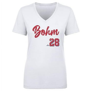 500 LEVEL ALEC Bohm Shirt for Women (Women's V-Neck, Large, White) - ALEC Bohm Philadelphia Script