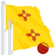 G128 2 Pack: New Mexico NM State Flag | 4x6 Ft | StormFlyer Series Embroidered 220GSM Spun Polyester | Embroidered Design, Indoor/Outdoor, Brass Grommets, Heavy Duty, All Weather