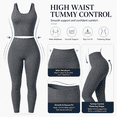 thumbnail image 4 of Feekit 2 Piece Workout Sets for Women, Scoop Neck Backless Criss Cross Yoga Outfit with Built-in Bra, High Stretch Quick Dry Athletic Set for Gym Running, 4 of 7