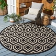 thumbnail image 3 of Safavieh Courtyard Amelia Geometric Indoor/Outdoor Area Rug, Black/Beige, 7'10" x 7'10" Round, 3 of 14