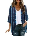 thumbnail image 2 of AGWOLF Lightweight Cardigan Women 2025 Retro Summer Floral Boho Kimono Cardigans Loose 3/4 Length Sleeve Beach Cover Ups Casual Open Front Cardigan Tops Blue,XXL, 2 of 5