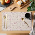 thumbnail image 2 of Pink Easter Placemats Set of 6, Spring Farmhouse Vintage Bunny Eggs Beige Placemats for Dining Table, Place Mats for Kitchen Tabletop, Waterproof Wipeable Dining Table Mats Set, 2 of 9