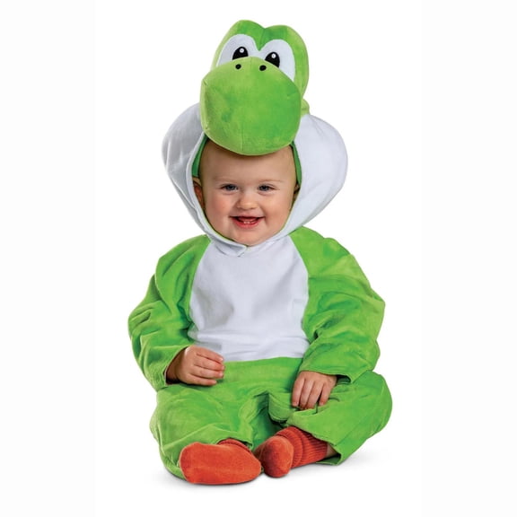 Disguise Infant Boys' Super Mario Bros Yoshi Hooded Posh Jumpsuit Costume - Size 6-12 Months - Green