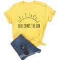 thumbnail image 1 of YourTops T-Shirt Femme HERE Comes The Sun (US L, 1-Jaune), 1 of 2