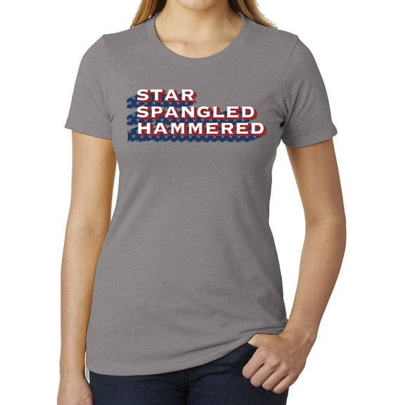 Star Spangled Hammered Funny 4th of July T-shirts, Woman's Graphic Tees - Heather Grey MH200WPATRIOT S18 XS