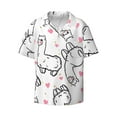 thumbnail image 2 of Lsque Alpacas and Hearts print Men's Cuban Collar Short Sleeve Shirt Summer Beachwear Casual Button Down Fashionable Vacation Leisure Shirt-XX-Large, 2 of 7