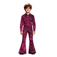 thumbnail image 3 of Kiijoy Girls Pants Glitter Print High Waisted Fit Stretch Flared Pants, Sizes 7-8, 3 of 7