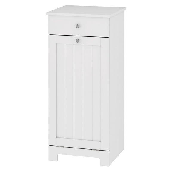 Laundry Hamper Cabinet - White Tilt-Out Hamper & Drawer - Modern Laundry Storage - Hidden Hamper Cabinet - Bedroom & Bathroom Organizer