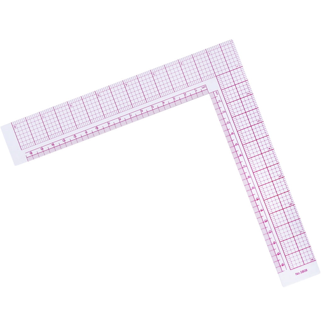 Hitefu 2PCS L Square Ruler for Sewing, Plastic L Angle Ruler Curve Ruler  Measure Tailor Ruler, Clear Corner Ruler for Craft Sewing Measuring