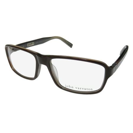 New John Varvatos V340 Mens Designer Full-Rim Brown Horn Brand Name Famous Designer Frame Demo Lenses 55-16-140 Spring Hinges Eyeglasses/Eyewear