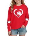 thumbnail image 2 of JUSLIO Girls Shirts Cotton Soft Breathable Long Sleeve Shirts,Red Heart Maple Leaf Print Unisex Boys Girls Red Shirts, 2 of 8
