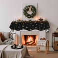 thumbnail image 3 of Christmas Black Fireplace Mantle Scarf, Winter Snowflakes Xmas Retro Mantel Cover Table Runner for Home Living Room Door Window, Indoor Outdoor Holiday Party Decor 17" x 70", 3 of 8