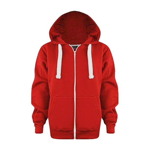 Kids Boys Girls Solid Color Long Sleeve Zip Up Hoodie