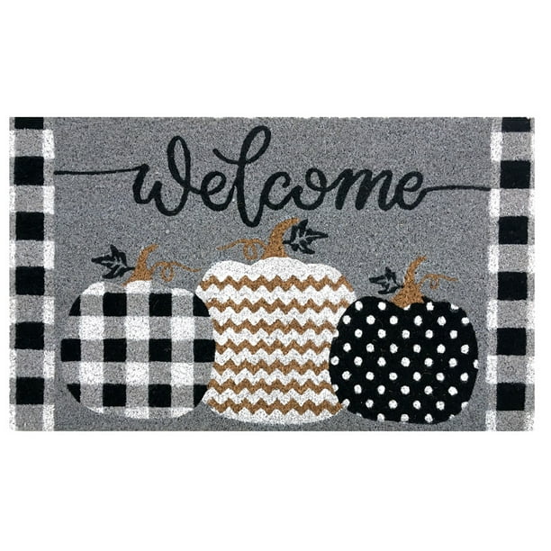 Patterned Pumpkins Fall Natural Fiber Coir Doormat Autumn 18"x30 ...