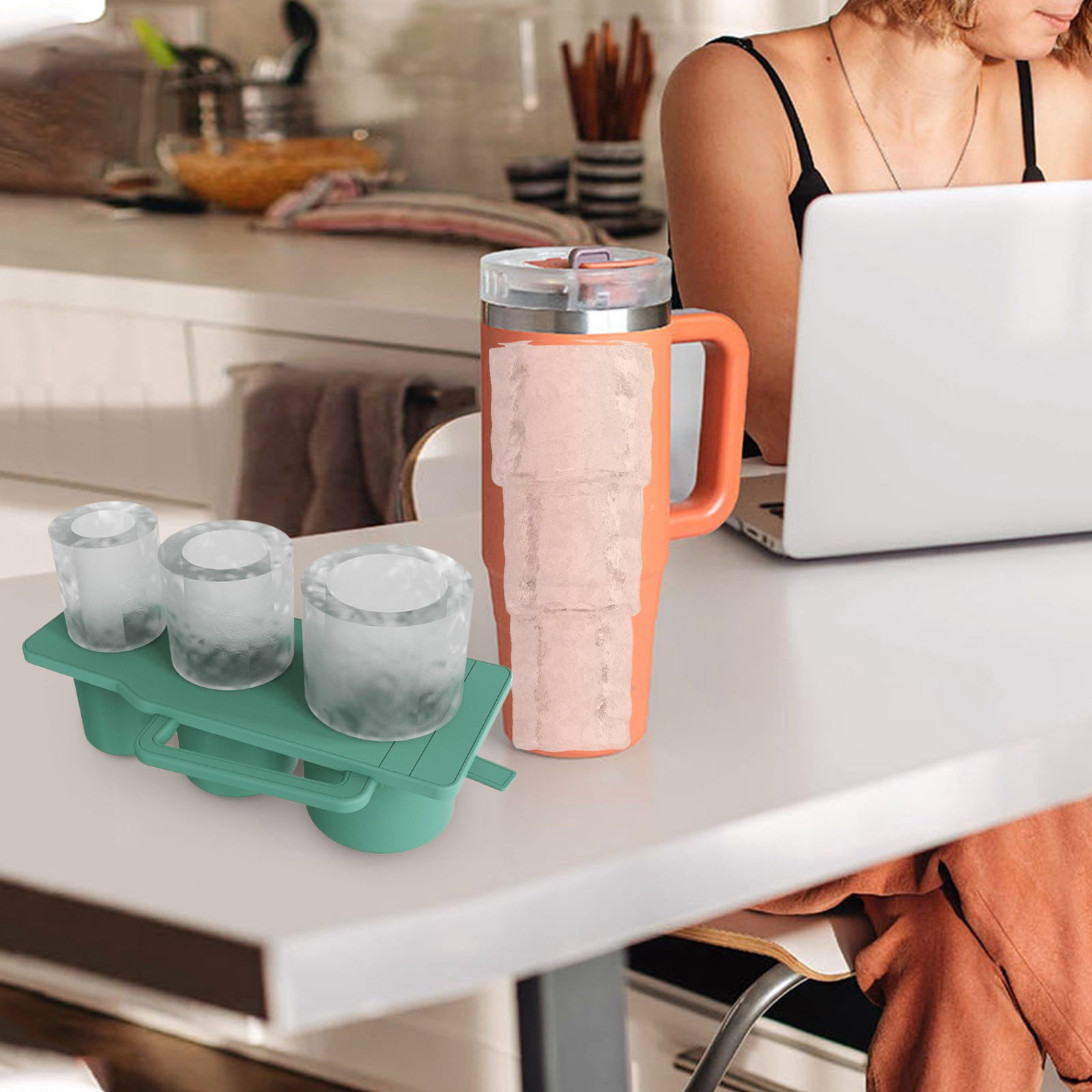 Tray For 40 Oz Tumbler Cup Silicone With Lid And For Drinks Coffee Easy Fill And Release Ice Maker round Ice Packs for Ice Trays Large Silicone Shoulder Sphere Sour Glasses Ice Cubes Reusable Metal