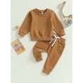 thumbnail image 3 of 2Pcs Pants Set Long Sleeve Crew Neck Sweatshirt Top Drawstring Sweatpants 6M 12M 18M 24M 3T Toddler Boys Fall Winter Clothes, 3 of 10