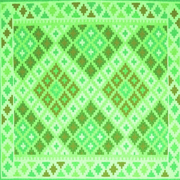 Ahgly Company Indoor Square Southwestern Green Country Area Rugs, 3' Square