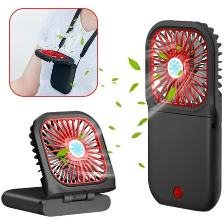 

Protable Desk Fan for Home Office Car Outdoor Travel Upgraded Powerful Power Bank Neck Fan 3000 mAh USB Rechargeable Cooling Fan Battery Operated with Strap Foldable Table Fan Speed Adjustable