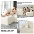 thumbnail image 5 of 130" Boneless Sectional Couch, White U-Shaped Corduroy Couch with Chaise Lounge, 4-Seat Living Room Sofa with Pillow Back and Square Arms, 5 of 10