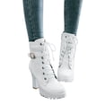thumbnail image 3 of asddcavvf Bottes à Talons Hauts Épais pour Femmes Automne et Hiver Style Britannique Bout Rond, 3 of 7