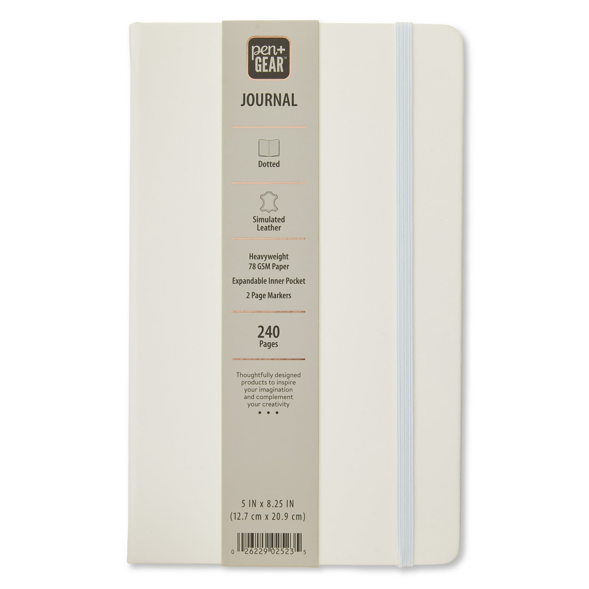 Pen+Gear Simulated Leather Journal, White, 5 in x 8.25 in, 240 Dotted Pages