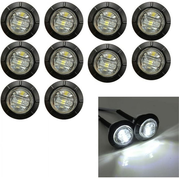 LINLIN 3/4" Round LED Front Rear Side Marker Indicators Light Waterproof Bullet Clearance Marker Light 12V for Car Truck (Pakc of 10)