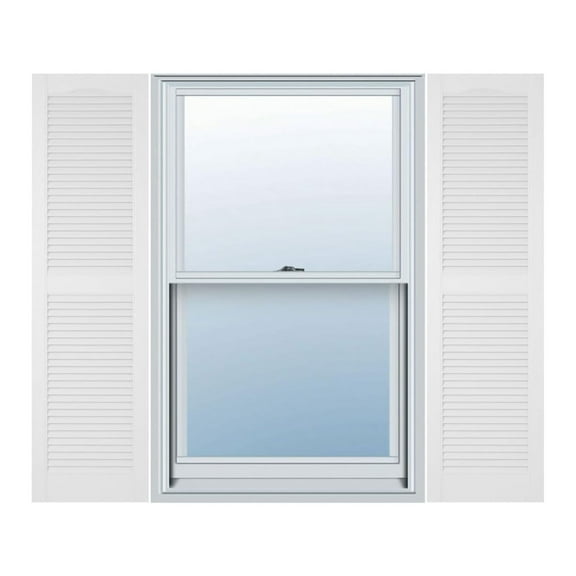 Ekena Millwork 15 in. Vinyl Louvered Shutters in White - Set of 2 (14.5 in. W x 1 in. D x 42.75 in. H (5.66 lbs.))