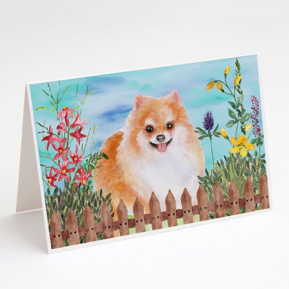 Pomeranian #2 Spring Greeting Cards and Envelopes Pack of 8